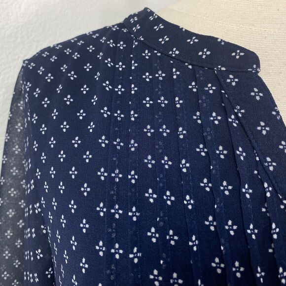 Charter Club Pullover Tunic Blouse M Chiffon Pleats 3/4 Flounce Sleeves Relaxed - Picture 3 of 13